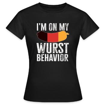 Je suis sur mon comportement de saucisse - T-shirt Femme - noir - Devant - AI Model Female 172 dark (172cm)