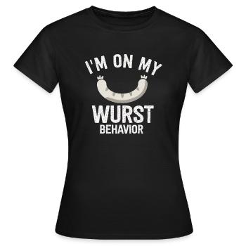 Je suis sur mon comportement de saucisse - T-shirt Femme - noir - Devant - AI Model Female 172 dark (172cm)