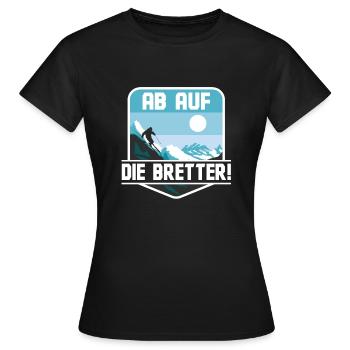 Skifahren Skipiste Ab auf die Bretter - Frauen T-Shirt - Schwarz - Vorne - AI Model Female 172 dark (172cm)