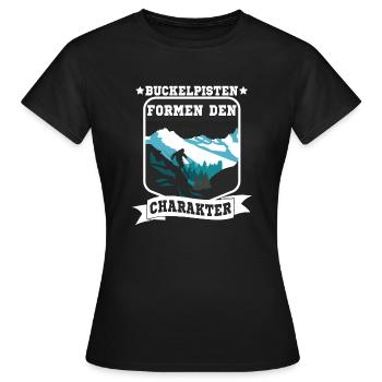 Skifahrer Skipiste Buckelpisten - Frauen T-Shirt - Schwarz - Vorne - AI Model Female 172 dark (172cm)