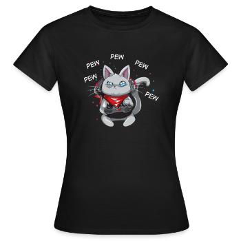 Chat geek cadeau fan jeu vidéo et chat - T-shirt Femme - noir - Devant - AI Model Female 172 dark (172cm)