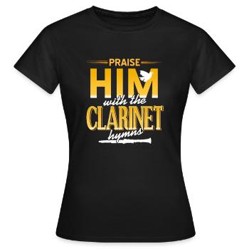 Praise Him With The Clarinet Hymns Cool Retro - Frauen T-Shirt - Schwarz - Vorne - AI Model Female 172 dark (172cm)