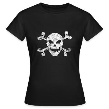 Crâne texturé et os croisés - T-shirt Femme - noir - Devant - AI Model Female 172 dark (172cm)