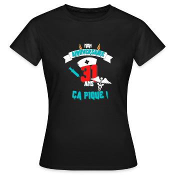 Cadeau femme infirmière anniversaire 31 ans - T-shirt Femme - noir - Devant - AI Model Female 172 dark (172cm)
