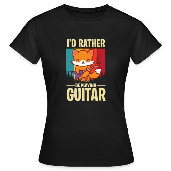 Gitarre Niedlicher Fox-Gitarrist Rockgitarren-Gita - Frauen T-Shirt - Schwarz - Vorne - AI Model Female 172 dark (172cm)