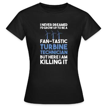 Technicien d’éolienne énergie éolienne de parc éolien - T-shirt Femme - noir - Devant - AI Model Female 172 dark (172cm)