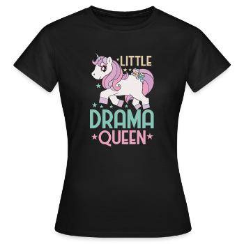 Little Drama Queen Einhorn Zicke Spruch - Frauen T-Shirt - Schwarz - Vorne - AI Model Female 172 dark (172cm)