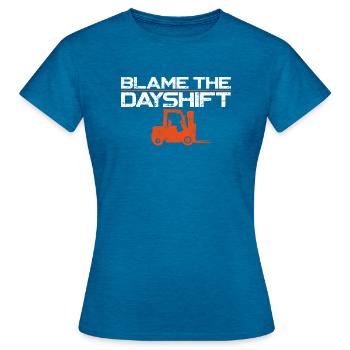 Certified Forklift Truck Operator - Frauen T-Shirt - Antikblaues Saphir meliert - Vorne - AI Model Female 172 dark (172cm)