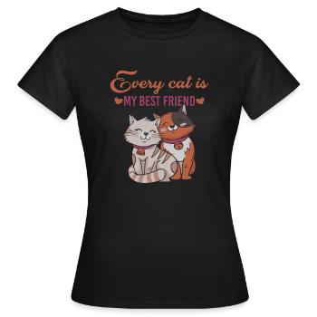 Amis chats - T-shirt Femme - noir - Devant - AI Model Female 172 dark (172cm)