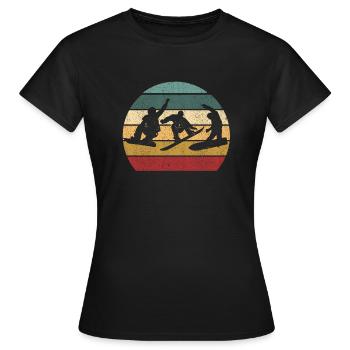 Snowboarder freestyle saut d’obstacles freestyle descente - T-shirt Femme - noir - Devant - AI Model Female 172 dark (172cm)