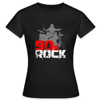 Batteur de musique rock classique des années 90 - T-shirt Femme - noir - Devant - AI Model Female 172 dark (172cm)