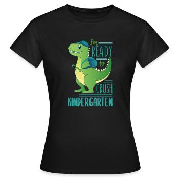 Jardin d’enfants Jardin d’enfants Dino Dinosaure - T-shirt Femme - noir - Devant - AI Model Female 172 dark (172cm)
