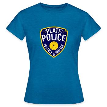 Plate Police Powerlifting - Women's T-Shirt - antique blue sapphire heather - Front - AI Model Female 172 dark (172cm)