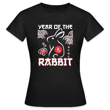 Jahr des Kaninchens Chinesisches Neujahr Mondfrühling - Frauen T-Shirt - Schwarz - Vorne - AI Model Female 172 dark (172cm)