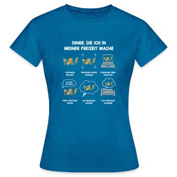 Meine Freizeit v2 20 Triathlon - Frauen T-Shirt - Antikblaues Saphir meliert - Vorne - AI Model Female 172 dark (172cm)