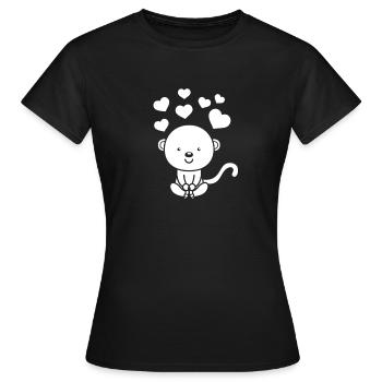 Cute Monkey Hearts Monkey With Hearts Monkey Lover - Frauen T-Shirt - Schwarz - Vorne - AI Model Female 172 dark (172cm)