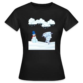 mignon bonhomme de neige d’hiver et vent - T-shirt Femme - noir - Devant - AI Model Female 172 dark (172cm)