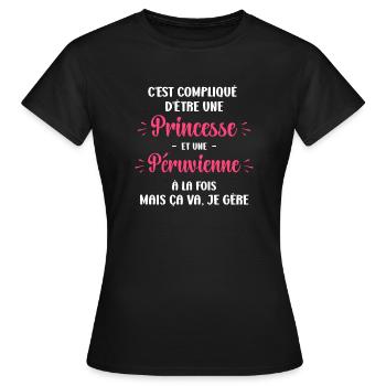 Princesse péruvienne - T-shirt Femme - noir - Devant - AI Model Female 172 dark (172cm)