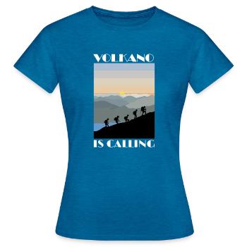 Le volcan appelle la migration de la lave le magma de feu de montagne - T-shirt Femme - bleu saphir antique chiné - Devant - AI Model Female 172 dark (172cm)