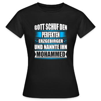 Erzgebirge Mann Namen Sachsen Mohammed - Frauen T-Shirt - Schwarz - Vorne - AI Model Female 172 dark (172cm)