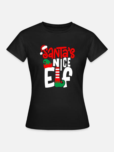 Santa s Nice Elf - Frauen T-Shirt - Schwarz
