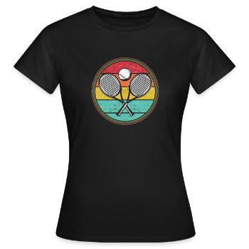 Tennis Player Retro Sunset Racket Ball - Women's T-Shirt - black - Front - AI Model Female 172 dark (172cm)