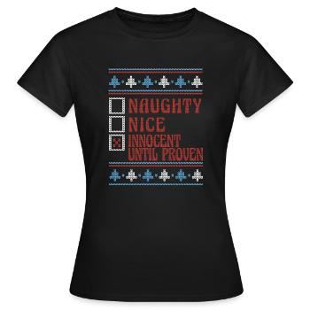 Gentil ou vilain innocent jusqu’à preuve du contraire - T-shirt Femme - noir - Devant - AI Model Female 172 dark (172cm)