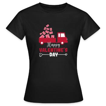 Happy Valentines Day Red Truck With Letters Postal - Frauen T-Shirt - Schwarz - Vorne - AI Model Female 172 dark (172cm)