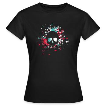 Éclaboussure de couleur de crâne d'Halloween - T-shirt Femme - noir - Devant - AI Model Female 172 dark (172cm)
