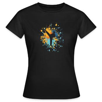 Éclaboussure de couleur Karaté Highkick - T-shirt Femme - noir - Devant - AI Model Female 172 dark (172cm)