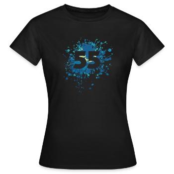 Numéro 55e éclaboussure de couleur - T-shirt Femme - noir - Devant - AI Model Female 172 dark (172cm)