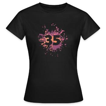 Numéro 35e éclaboussure de couleur - T-shirt Femme - noir - Devant - AI Model Female 172 dark (172cm)