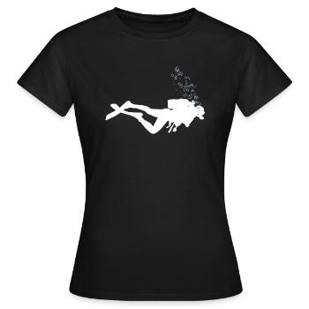 Scuba Taucher unter Wasser mit Luftblasen - Frauen T-Shirt - Schwarz - Vorne - AI Model Female 172 dark (172cm)