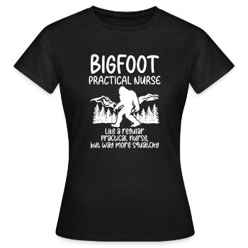 Bigfoot Partybedarf Bigfoot Krankenschwester - Frauen T-Shirt - Schwarz - Vorne - AI Model Female 172 dark (172cm)