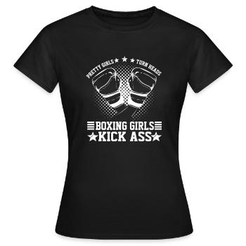 Kickboxing Boxing Girls Kick Ass Funny Gift idea - Women's T-Shirt - black - Front - AI Model Female 172 dark (172cm)