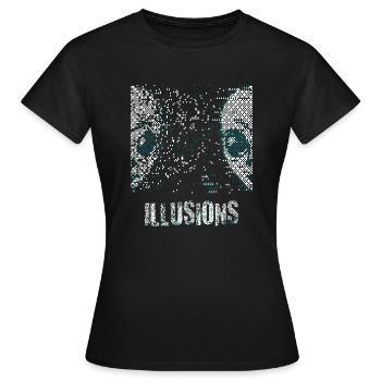 Illusion Alien Pixel Verlauf Illusions - Frauen T-Shirt - Schwarz - Vorne - AI Model Female 172 dark (172cm)