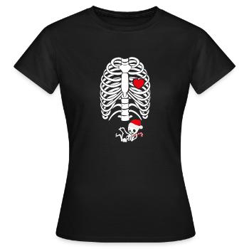 Pregnancy Announcement Christmas Skeleton - Women's T-Shirt - black - Front - AI Model Female 172 dark (172cm)