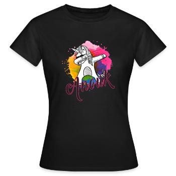 ANOUK - Schöner Name mit dabbing Einhorn - Frauen T-Shirt - Schwarz - Vorne - AI Model Female 172 dark (172cm)