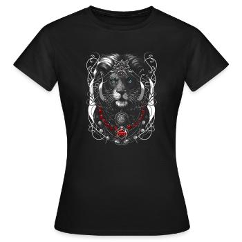 Modernist lion full of jewels - Women's T-Shirt - black - Front - AI Model Female 172 dark (172cm)