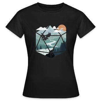 RPG RPG Tabletop Rollenspiel Würfel Drachenburg - Frauen T-Shirt - Schwarz - Vorne - AI Model Female 172 dark (172cm)