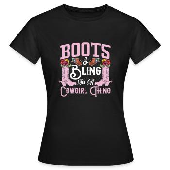 Bottes et bling c’est une chose drôle musique country - T-shirt Femme - noir - Devant - AI Model Female 172 dark (172cm)