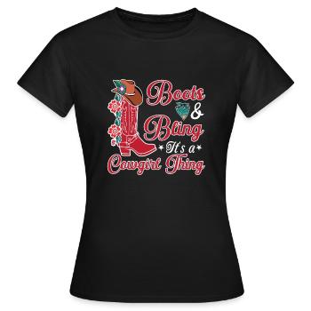 Bottes et bling c’est une chose drôle musique country - T-shirt Femme - noir - Devant - AI Model Female 172 dark (172cm)