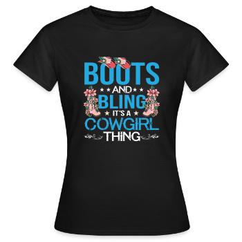 Bottes et bling c’est une chose drôle musique country - T-shirt Femme - noir - Devant - AI Model Female 172 dark (172cm)