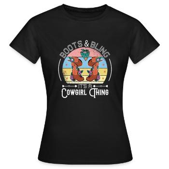 Bottes et bling c’est une chose drôle musique country - T-shirt Femme - noir - Devant - AI Model Female 172 dark (172cm)