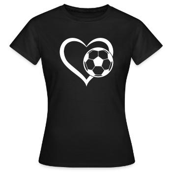 Soccer Player Soccer Heart Soccer Ball Heart Socce - Frauen T-Shirt - Schwarz - Vorne - AI Model Female 172 dark (172cm)