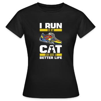 Runner Jogger Runner Running Cat - Women's T-Shirt - black - Front - AI Model Female 172 dark (172cm)