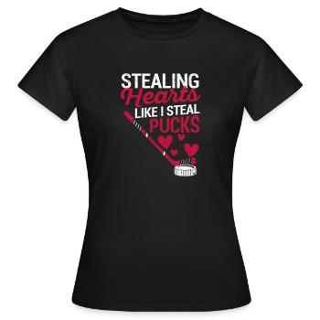 Stealing Hearts Like I Steal Pucks Valentine's Day - Women's T-Shirt - black - Front - AI Model Female 172 dark (172cm)
