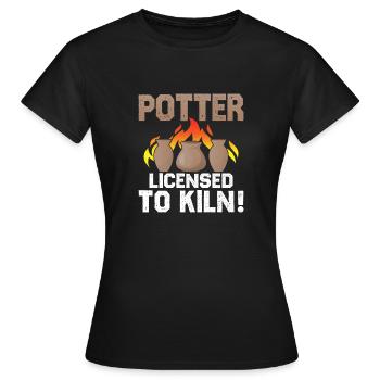 Potiers, autorisés à séduire! Artiste Poterie Céramiste - T-shirt Femme - noir - Devant - AI Model Female 172 dark (172cm)