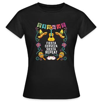 Fiesta Cerveza Siesta Repeat Beer Drinker - Women's T-Shirt - black - Front - AI Model Female 172 dark (172cm)