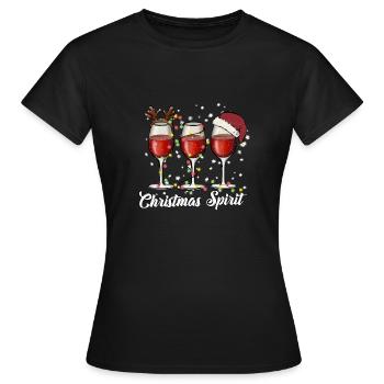 Funny Christmas Spirits Glasses Of Wine Pajama - Frauen T-Shirt - Schwarz - Vorne - AI Model Female 172 dark (172cm)